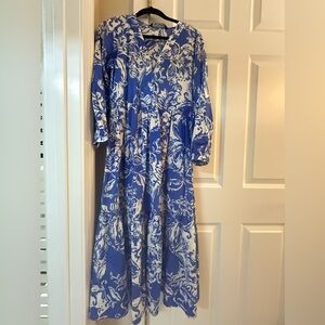 Blue and White Floral Maxi Dress